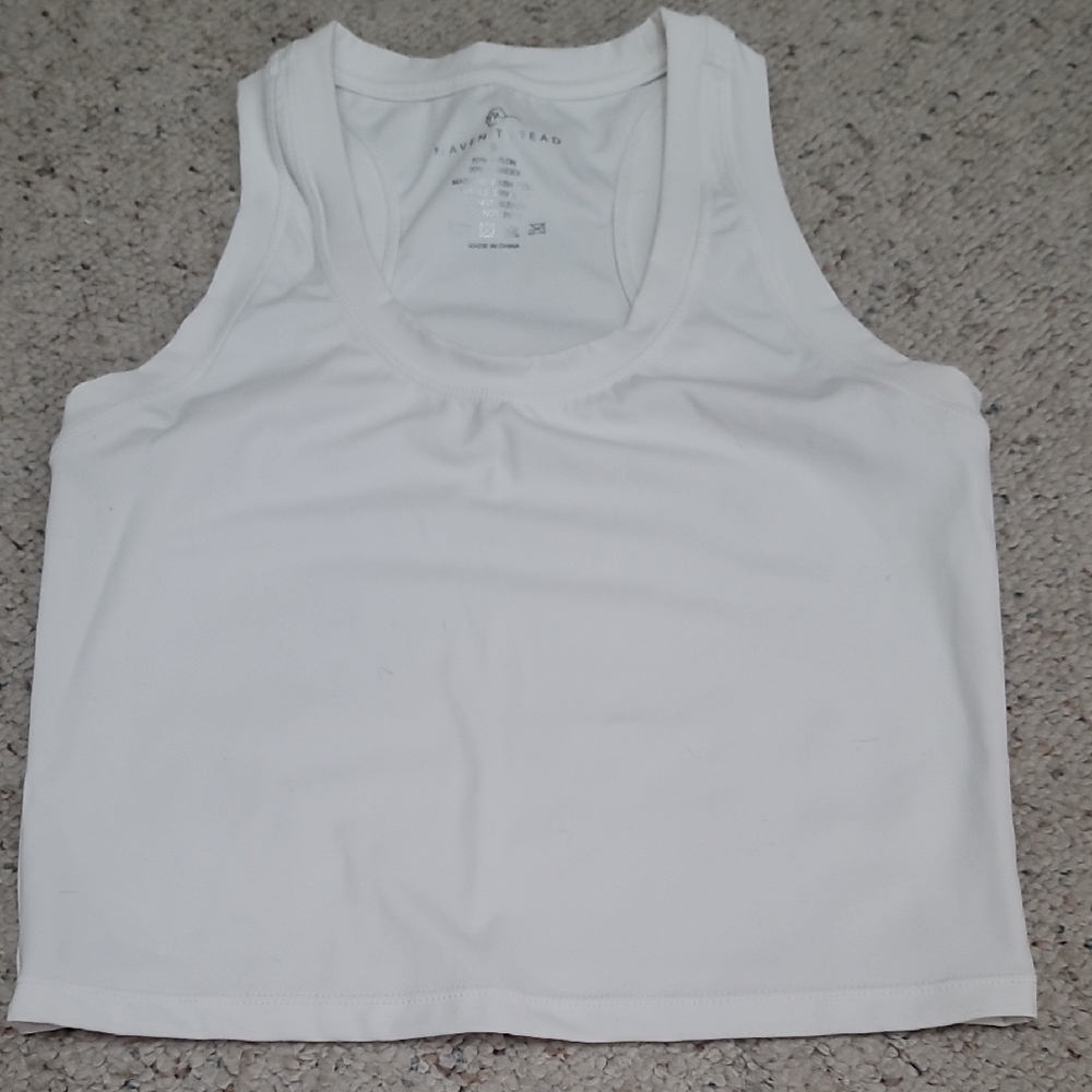White Fitted Crop Tank Top